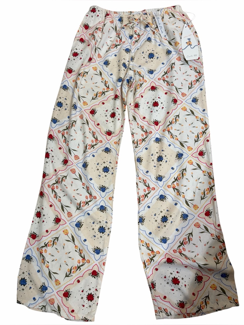 CALI 1850 linen Beach pants floral pockets size medium NWT